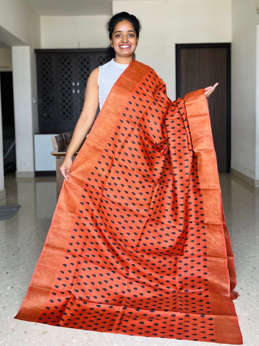 Exquisite Handloom Tussar Saree with Panel Design