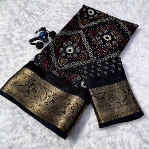 Heavy georette black trending COLOR end bhadni dijhayne saree