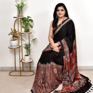New AJRAKH  saree gajji creap silk