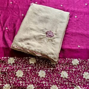 Fabric - rangoli crush silk with beautiful sequence, work, & cut work border