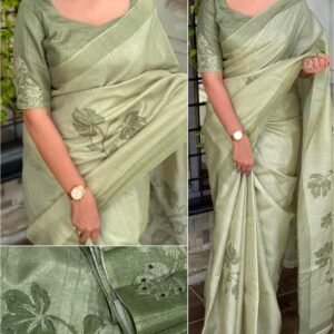 Linen cotton saree with Thread Hand position khatha work