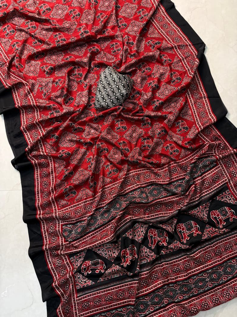 New AJRAKH gajji creap silk saree