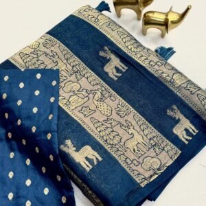 Pure moonga viscose soft silk with viscose weaving thread border pure viscose butti blouse