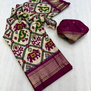 Pure dola viscose crepe silk sarees with trending patola prints