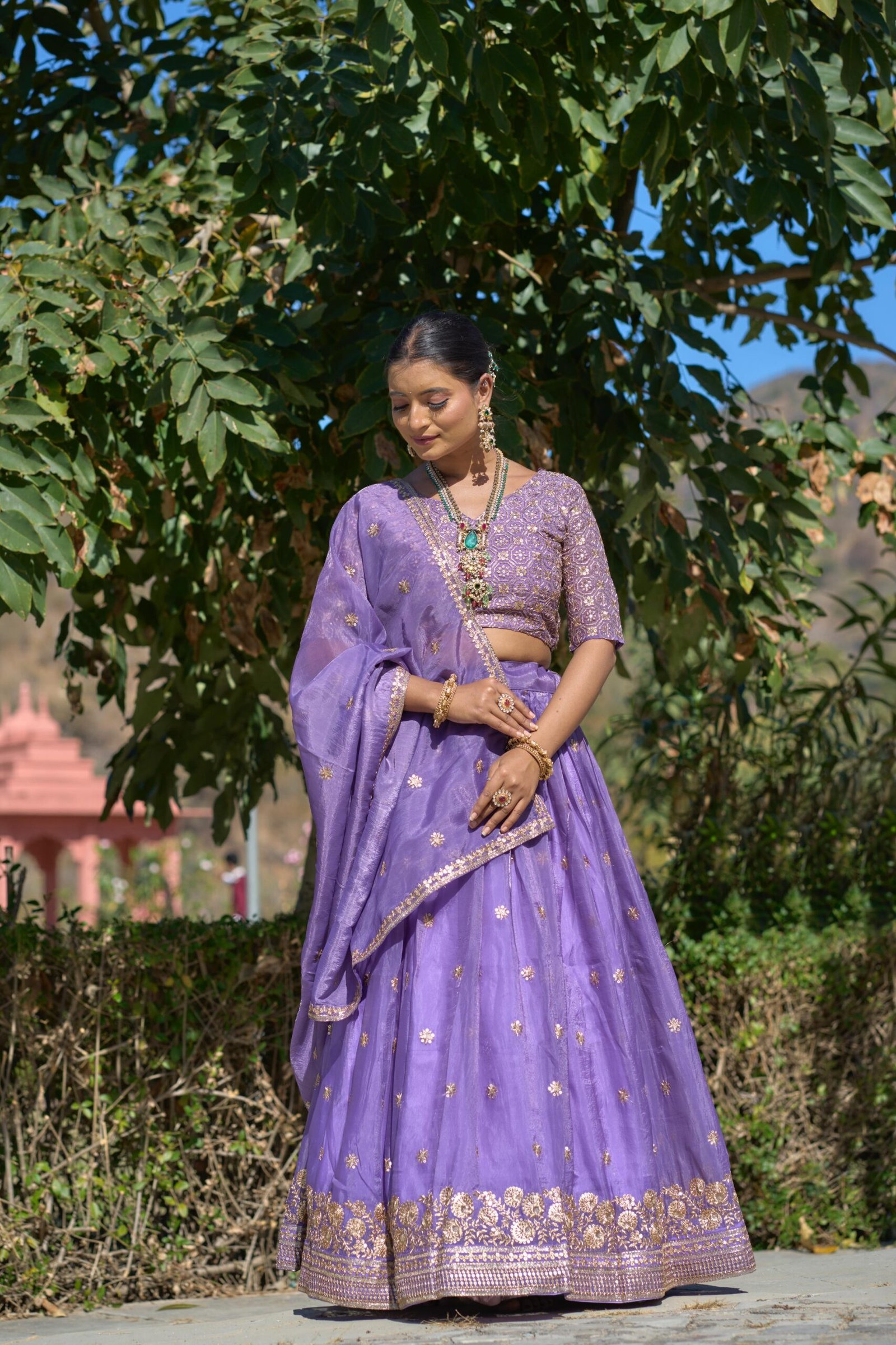 Gold Crush Purple embroidery lehenga